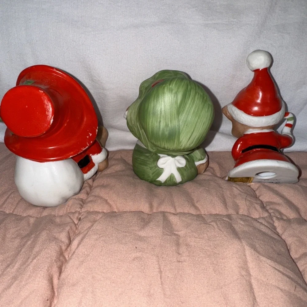 Vtg Homco Christmas Bear Family Figurines #5600 Vintage Set of 3